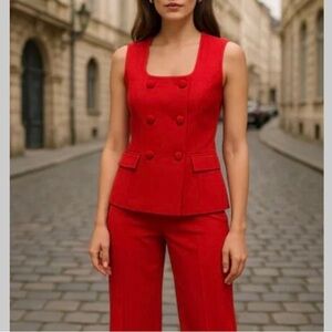 Zara women red square neck vest size M